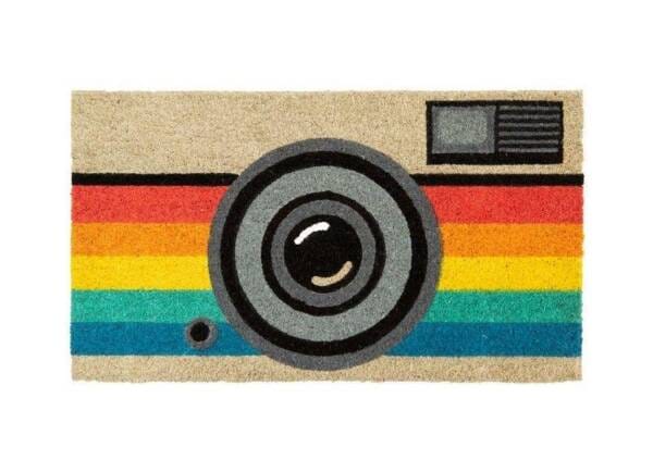 Fisura Deurmat Retro Camera - Kokosmat met Regenboog